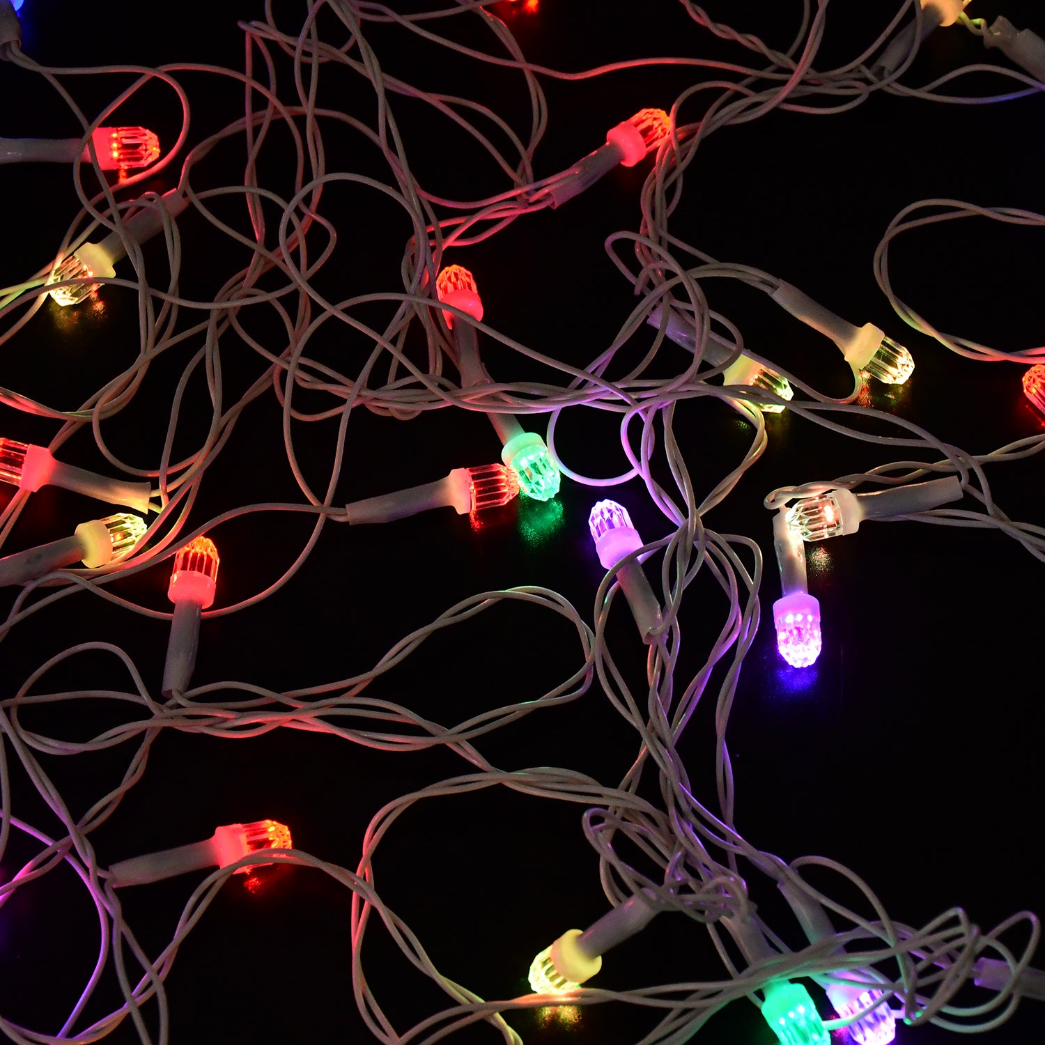 Colorful LED decorative string light by Wukusy, 8 meters long, with multi-color LED bulbs for festive or ambient lighting.