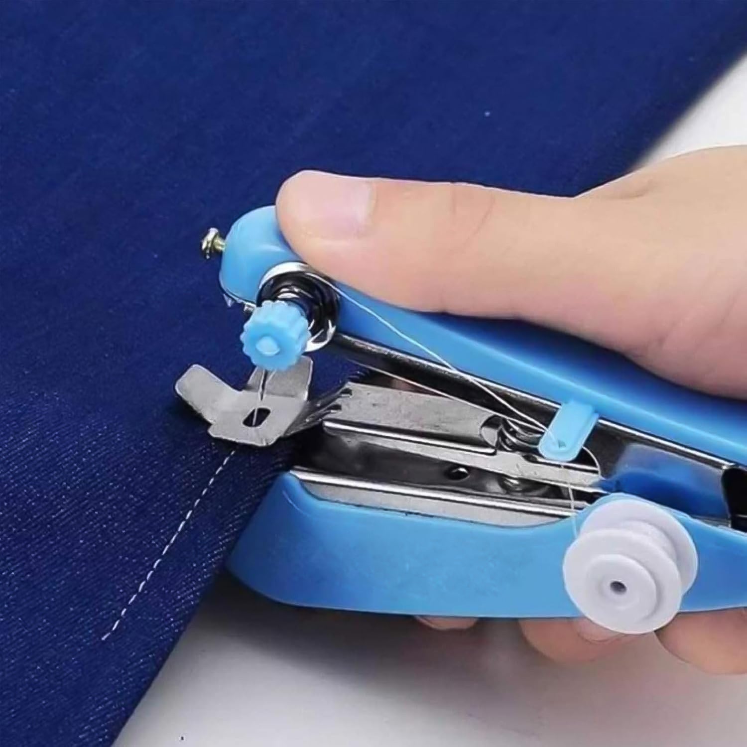Wukusy Handy Stitching Stapler Machine, portable mini cordless sewing tool for garment and cloth repair, manual home improvement tool.
