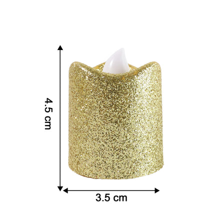 Set of 9 Wukusy Christmas glitter LED tealight candles for home decor, featuring shimmering glitter finishes and warm ambient lighting.