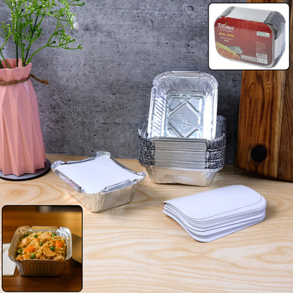 Pack of 25 Wukusy disposable aluminium food containers with lids, 250ml capacity, ideal for home and kitchen use.