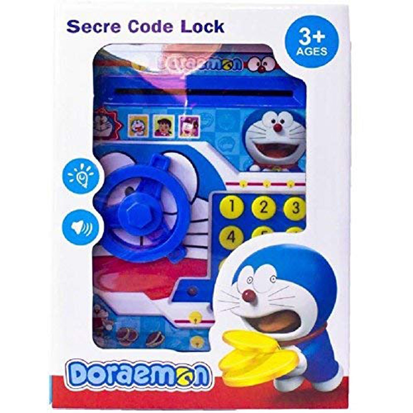Wukusy 4508 Money Safe ATM piggy bank for kids with electronic lock, cartoon design, and password security for savings.