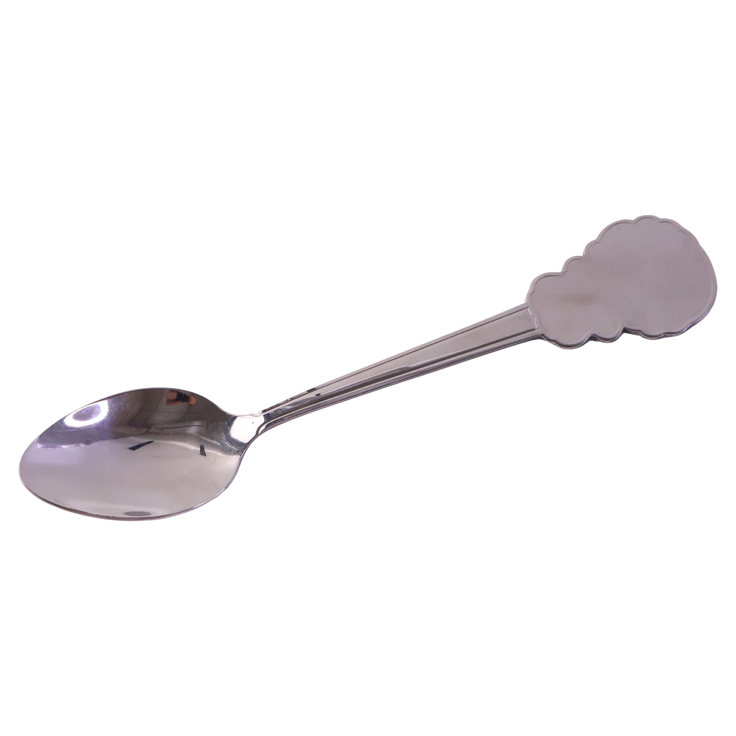 Stainless steel carved handle dinner spoon by Wukusy, featuring a polished finish and ergonomic design for dining and kitchen use.