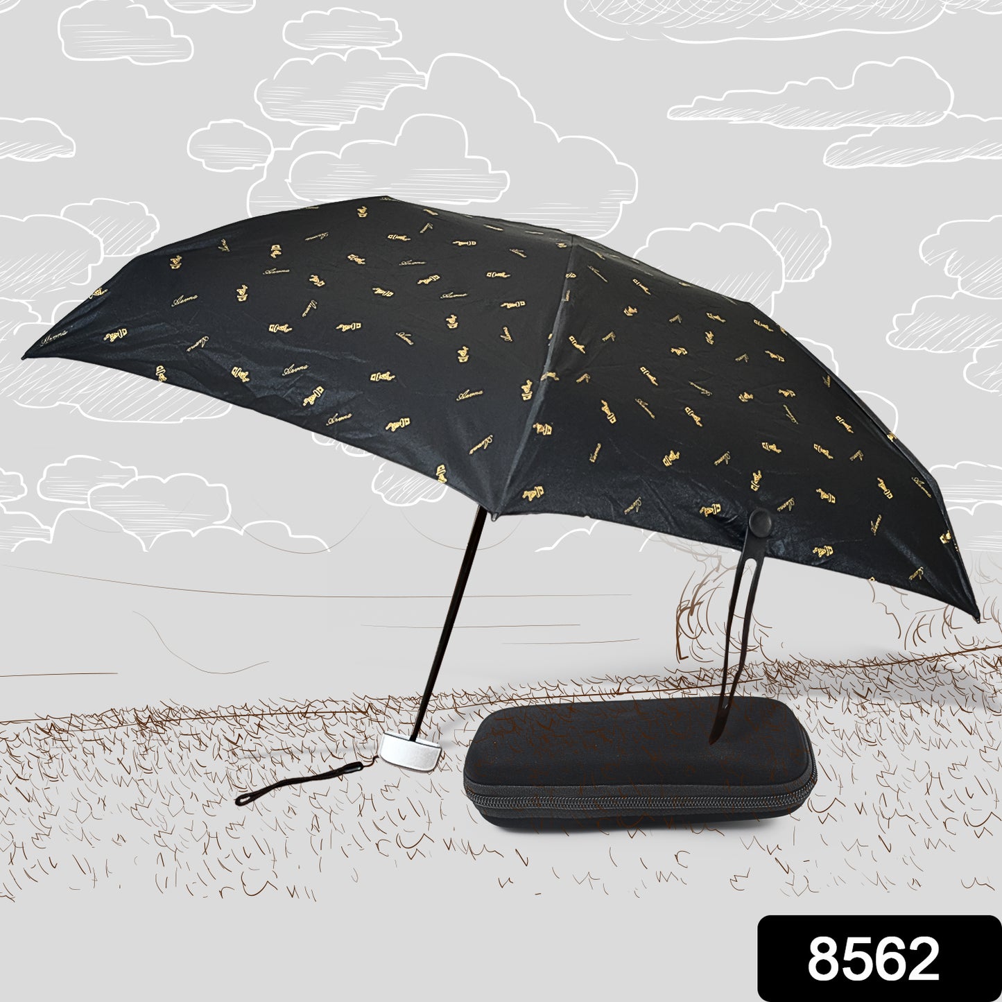 Wukusy 3-fold children's umbrella with UV protection, rain and sun shield, foldable design, included zip case, colorful and cute.
