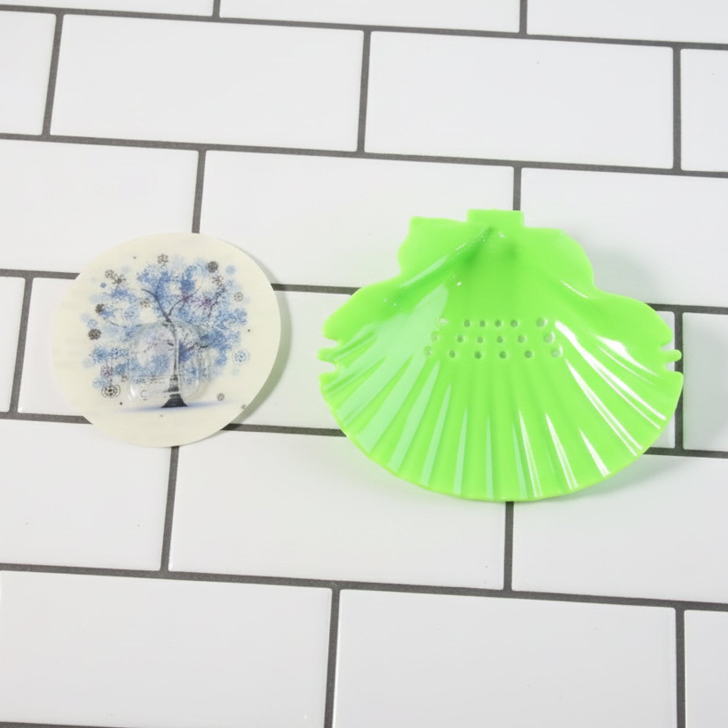 Wukusy premium self-adhesive wall-mounted soap holder tray for bathroom organization, shown attached to a wall in a home improvement setting.