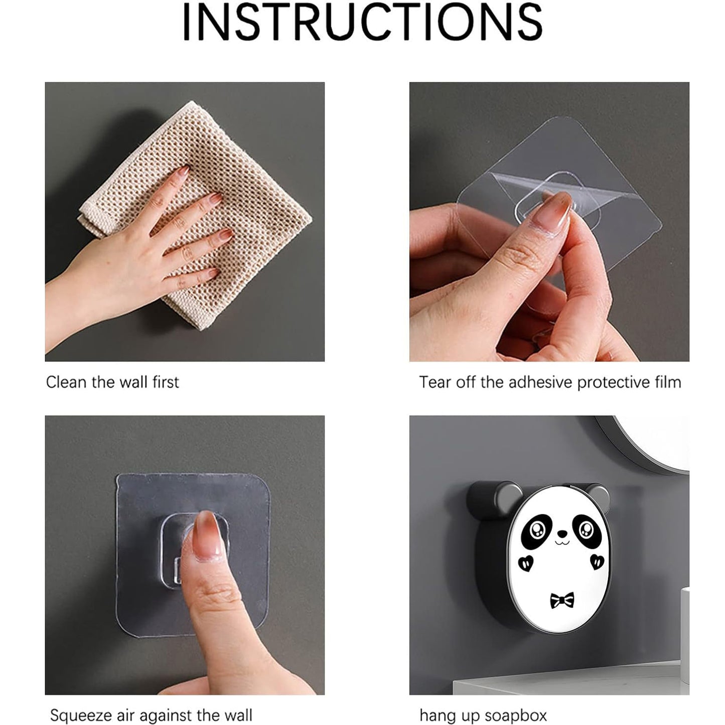 Plastic cute panda soap box from Wukusy, wall-mounted flip-top drain soap case for kitchen or bathroom use.