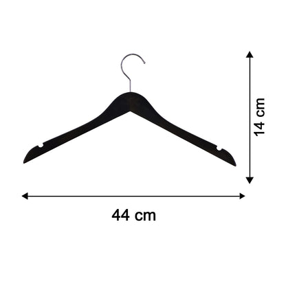 Wukusy premium cloth hanger with metal hook for shirts, coats, and tops, shown hanging in a wardrobe.