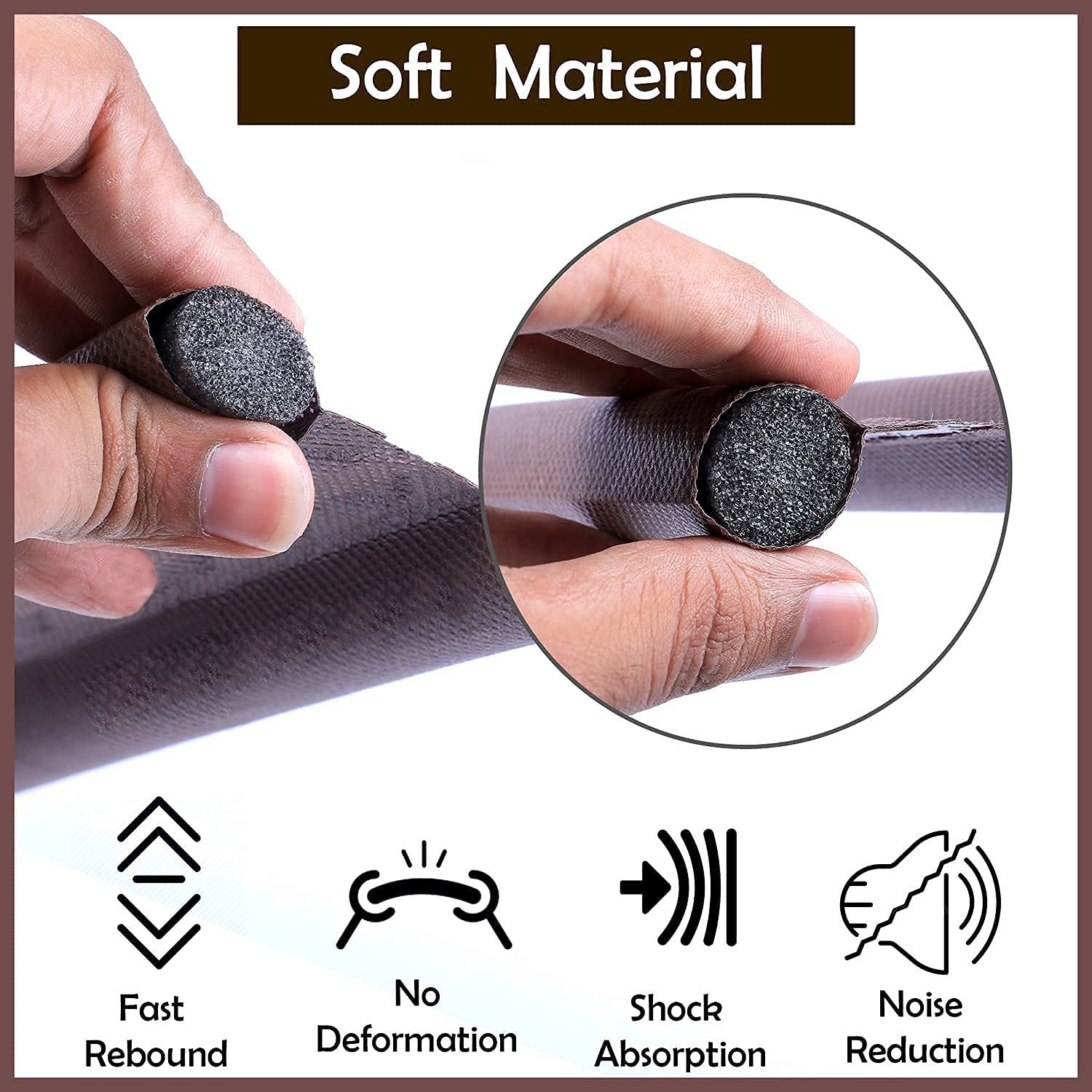 Wukusy 1752 twin door draft stopper guard for doors and windows, fabric cover with foam insulation to block drafts and improve energy efficiency