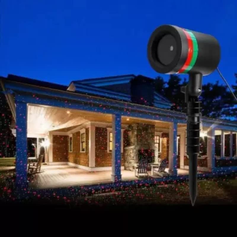 Wukusy 7350 Star Fairy Motion Laser Lights projector displaying colorful star patterns for garden, outdoor, or indoor decoration.