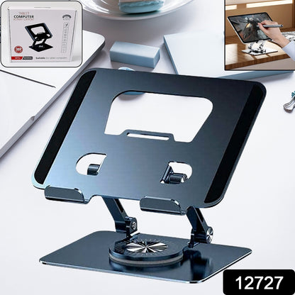 Wukusy aluminum alloy 360-degree rotating adjustable laptop stand, portable foldable ergonomic support for laptops.
