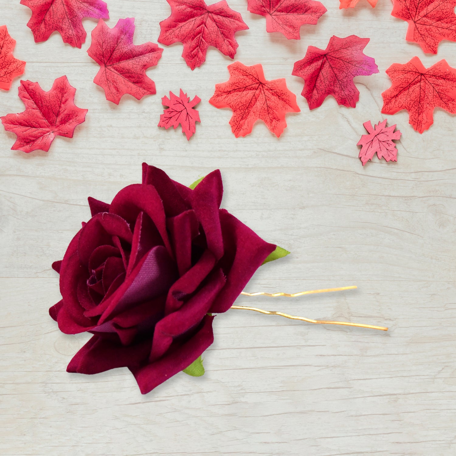 Set of four colorful flowing flower hair pins by Wukusy, featuring vibrant mixed colors and delicate floral designs.