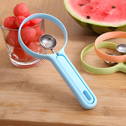 Wukusy multi-function melon baller and fruit cutter set with stainless steel tools on a white background