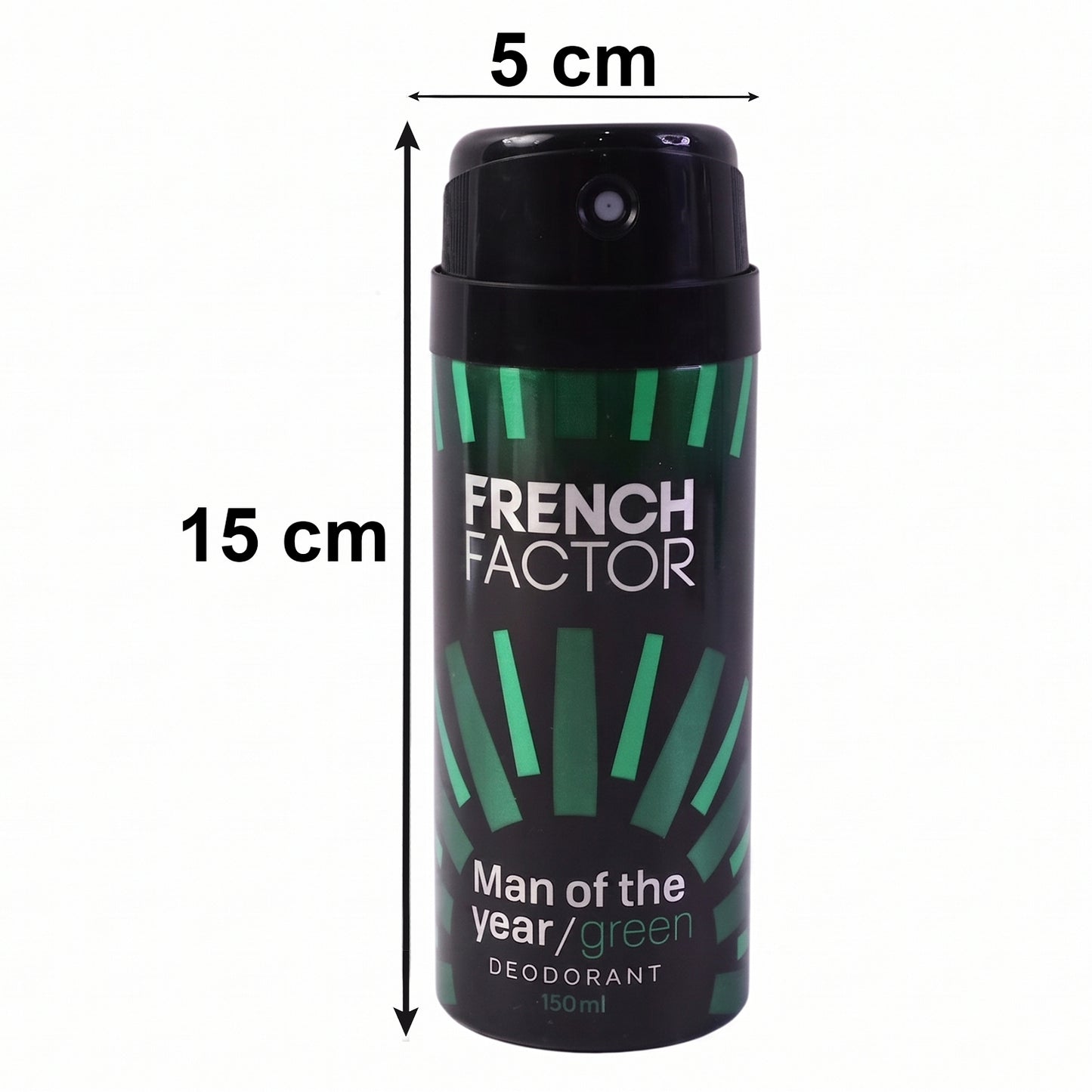 Wukusy French Factor Man Of The Year green body spray bottle, 150ml, with sleek packaging and vibrant green color.