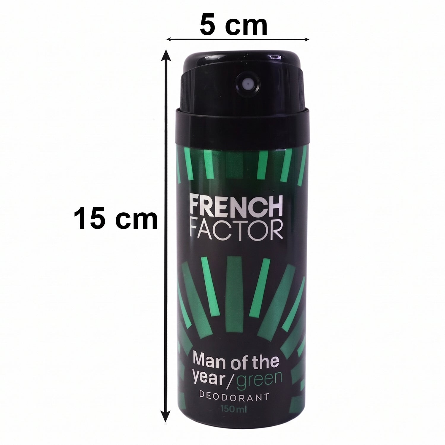 Wukusy French Factor Man Of The Year green body spray bottle, 150ml, with sleek packaging and vibrant green color.