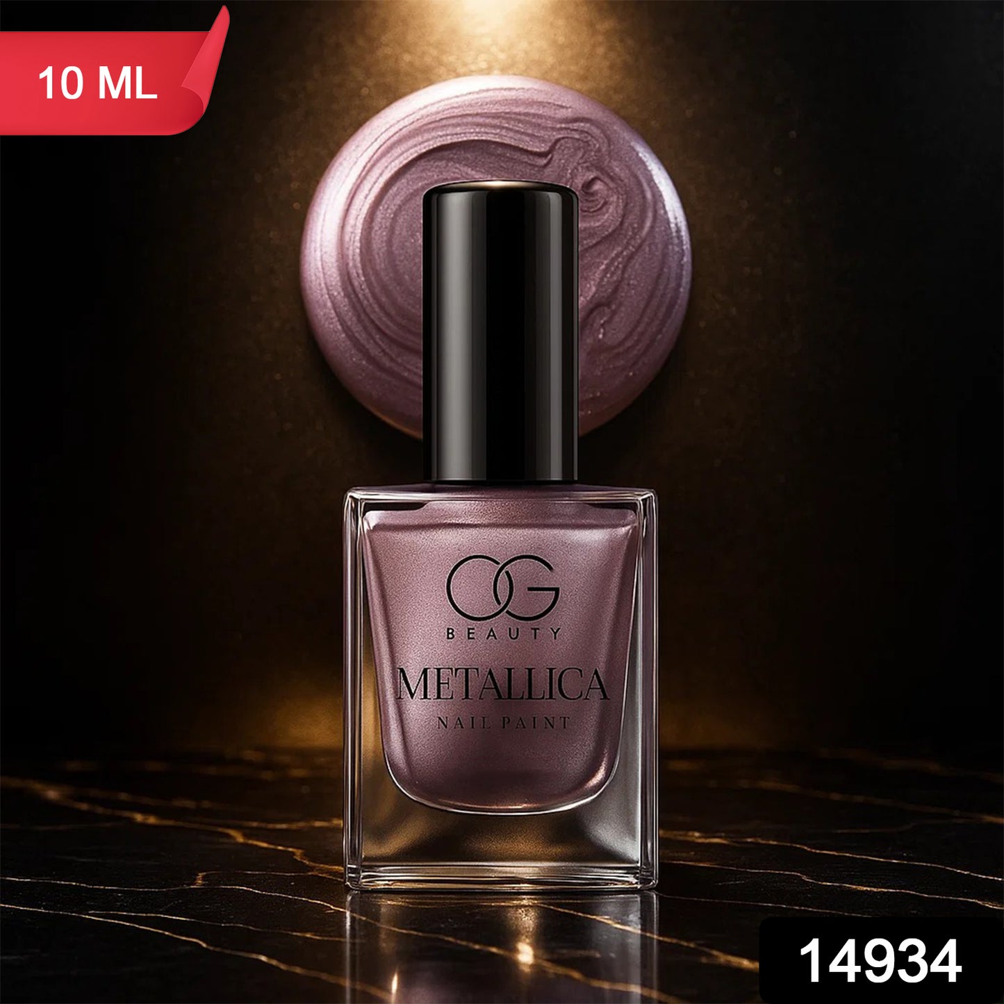 Wukusy Og Beauty Premium Rose Chrome Metallica nail polish bottle, 10ml, with shiny rose-colored chrome finish.
