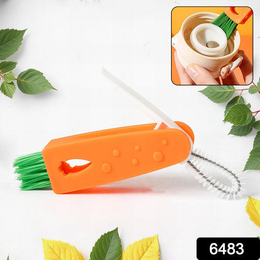 Wukusy 3-in-1 multifunctional cleaning brush set with mini glass cover and bottle cleaning tools for kitchen and home use.