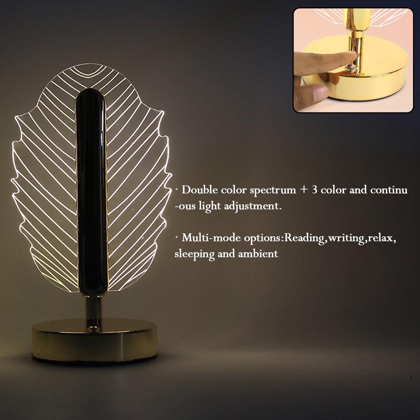 Wukusy premium leaf-shaped crystal table lamp for home decor, featuring intricate leaf design and elegant crystal accents.