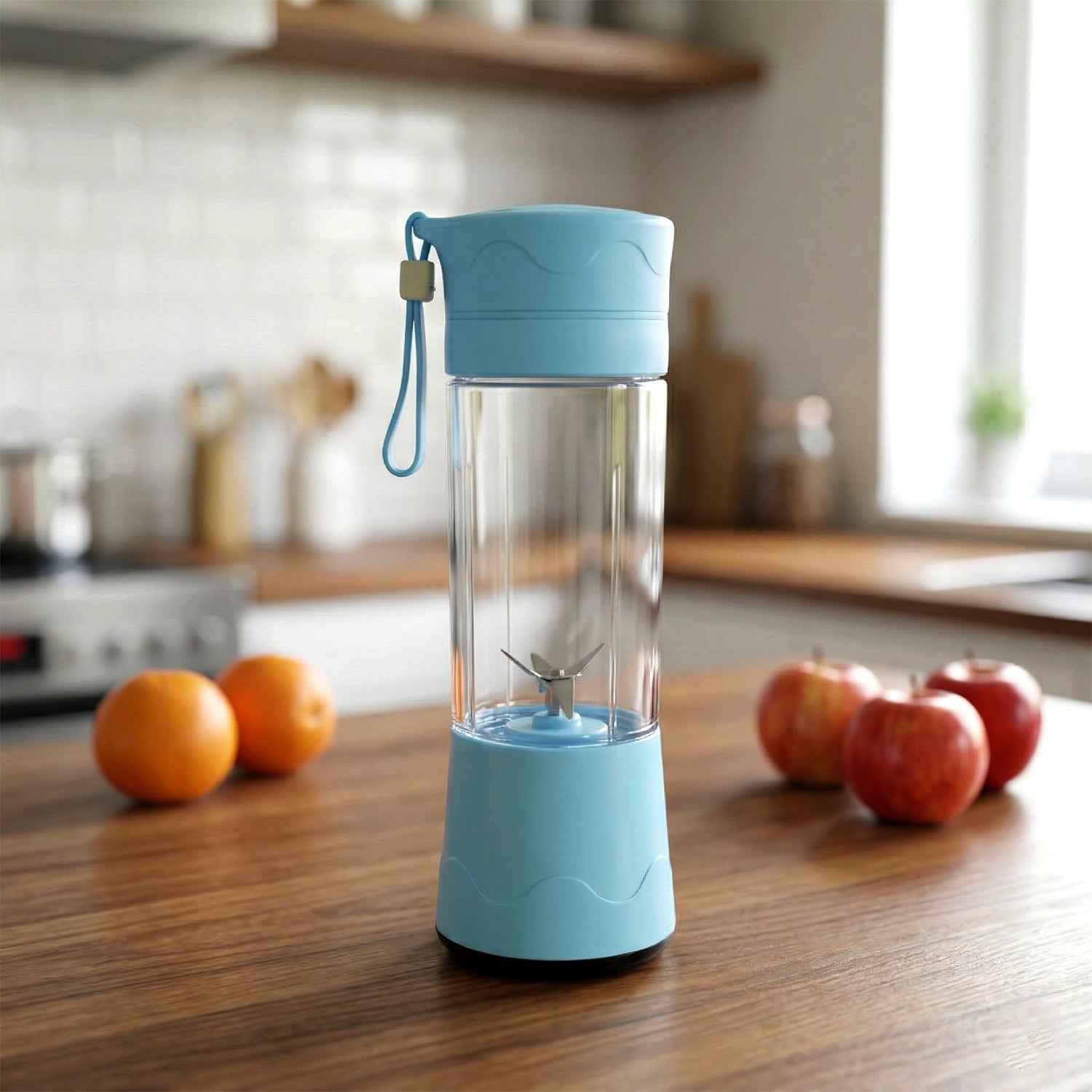 Wukusy portable USB rechargeable electric juicer blender with stainless steel blades and compact design for on-the-go smoothies.