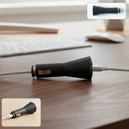 Wukusy 12V single USB car charger adapter for mobile devices, shown plugged into a vehicle's cigarette lighter socket.