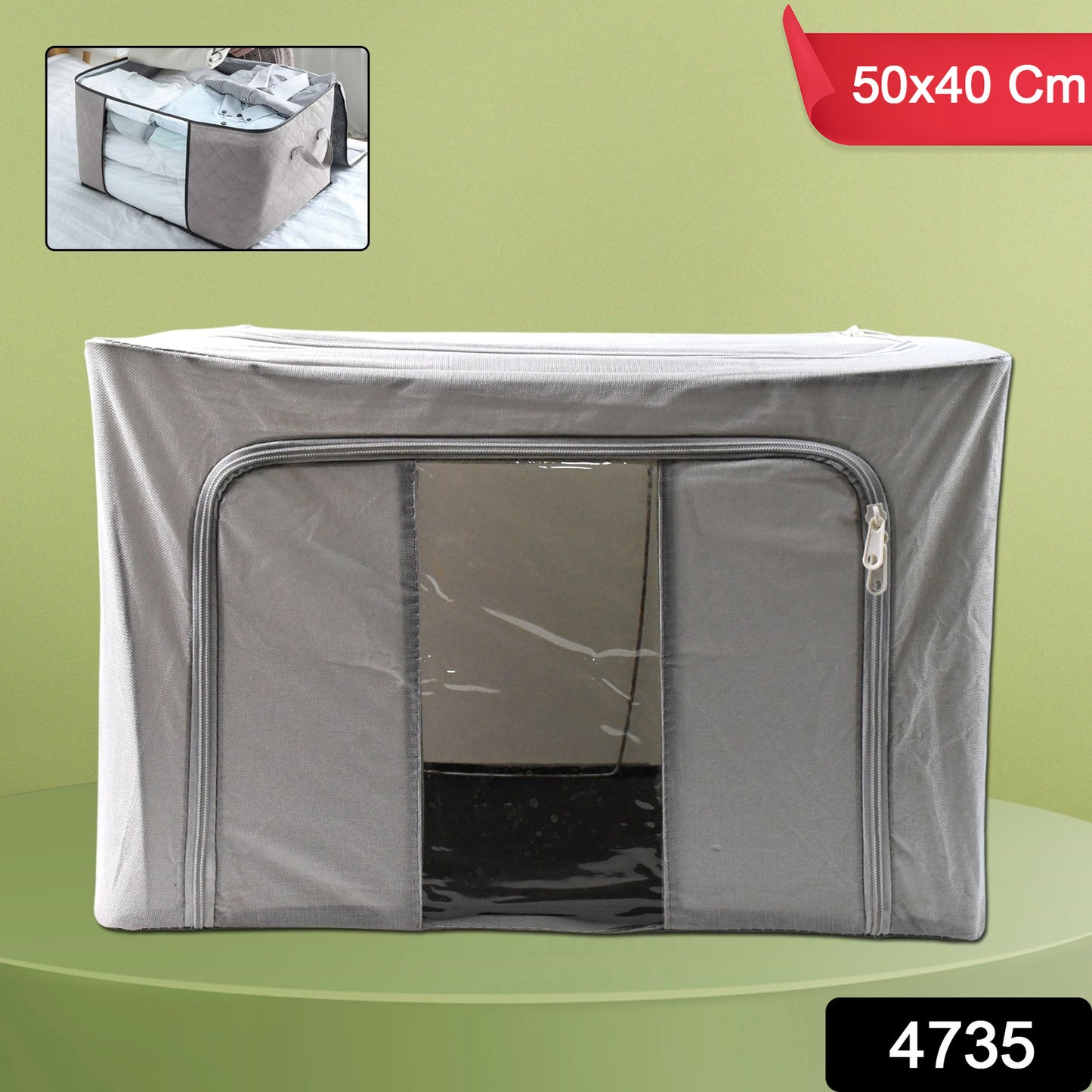Wukusy storage box with lid and transparent window, 50x40 cm, made of durable plastic, ideal for organizing household items