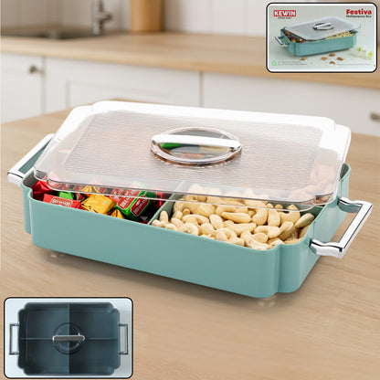 Wukusy 4-compartment plastic food storage container with lid, ideal for meal prep and organized food storage.
