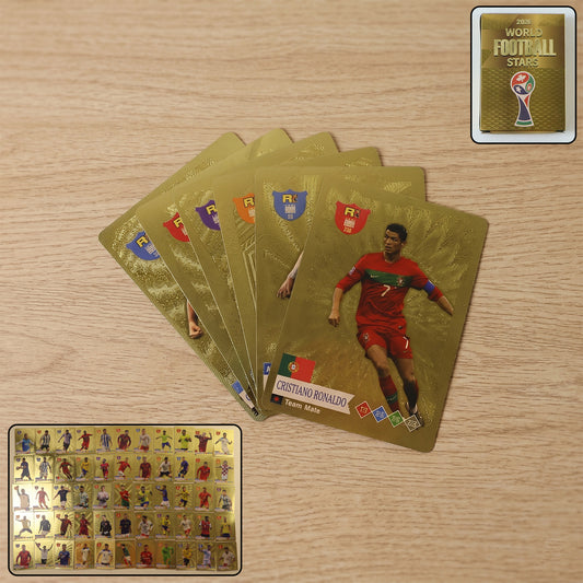 Wukusy World Football Stars Card Set featuring trading cards of famous football players on a white background