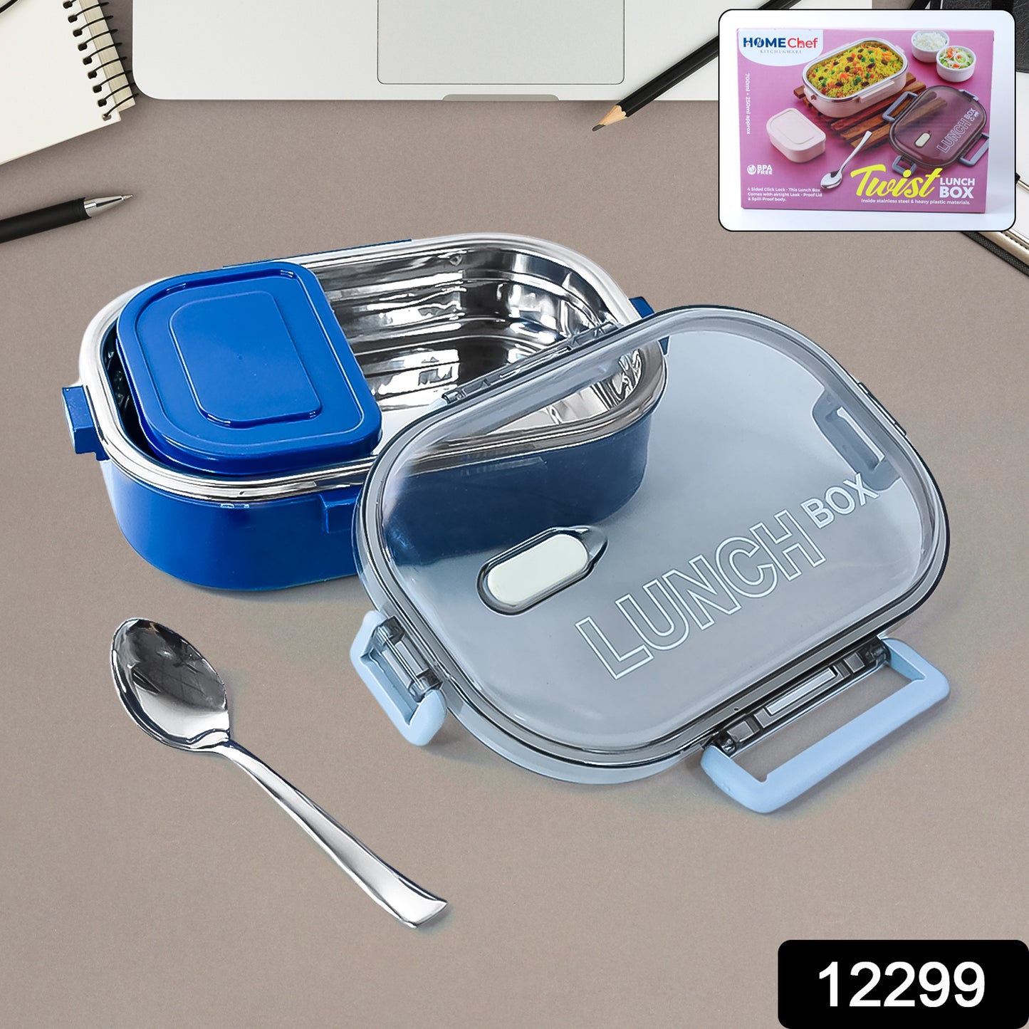 Wukusy Home Chef premium airtight steel lunch box with multiple compartments for meal storage and freshness.