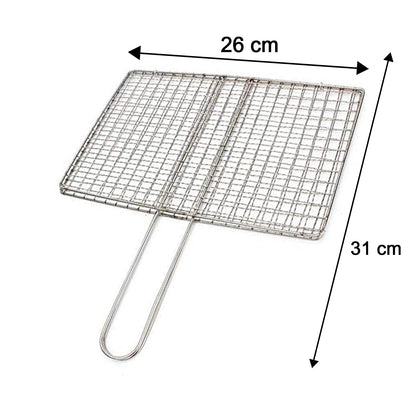 Wukusy stainless steel foldable BBQ grill wire mesh with handle, perfect for outdoor grilling and easy to carry.