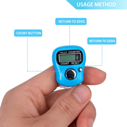 Wukusy digital finger tally counter for sports, showing a close-up of the compact device on a person's finger.