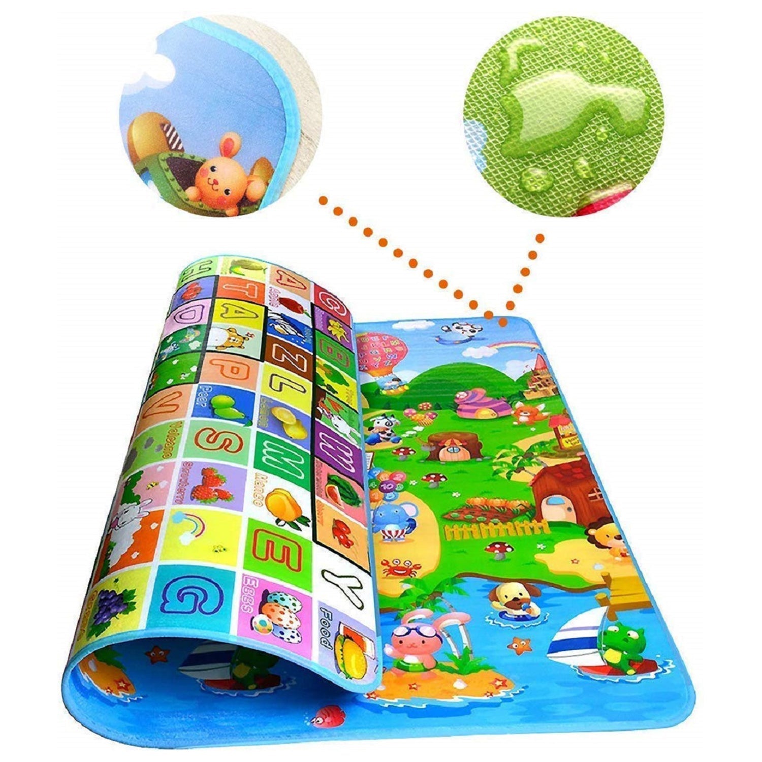 Wukusy waterproof double-sided baby play floor mat in size 120x180cm with carrying bag, ideal for kids' play areas at home