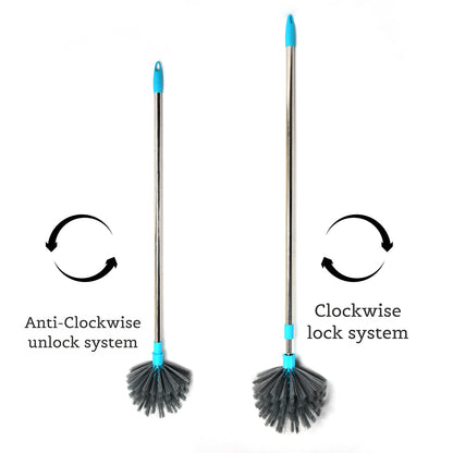 Wukusy 4021 cobweb brush with stainless steel extendable handle for dusting ceilings, lights, fans, and webs in home and kitchen cleaning