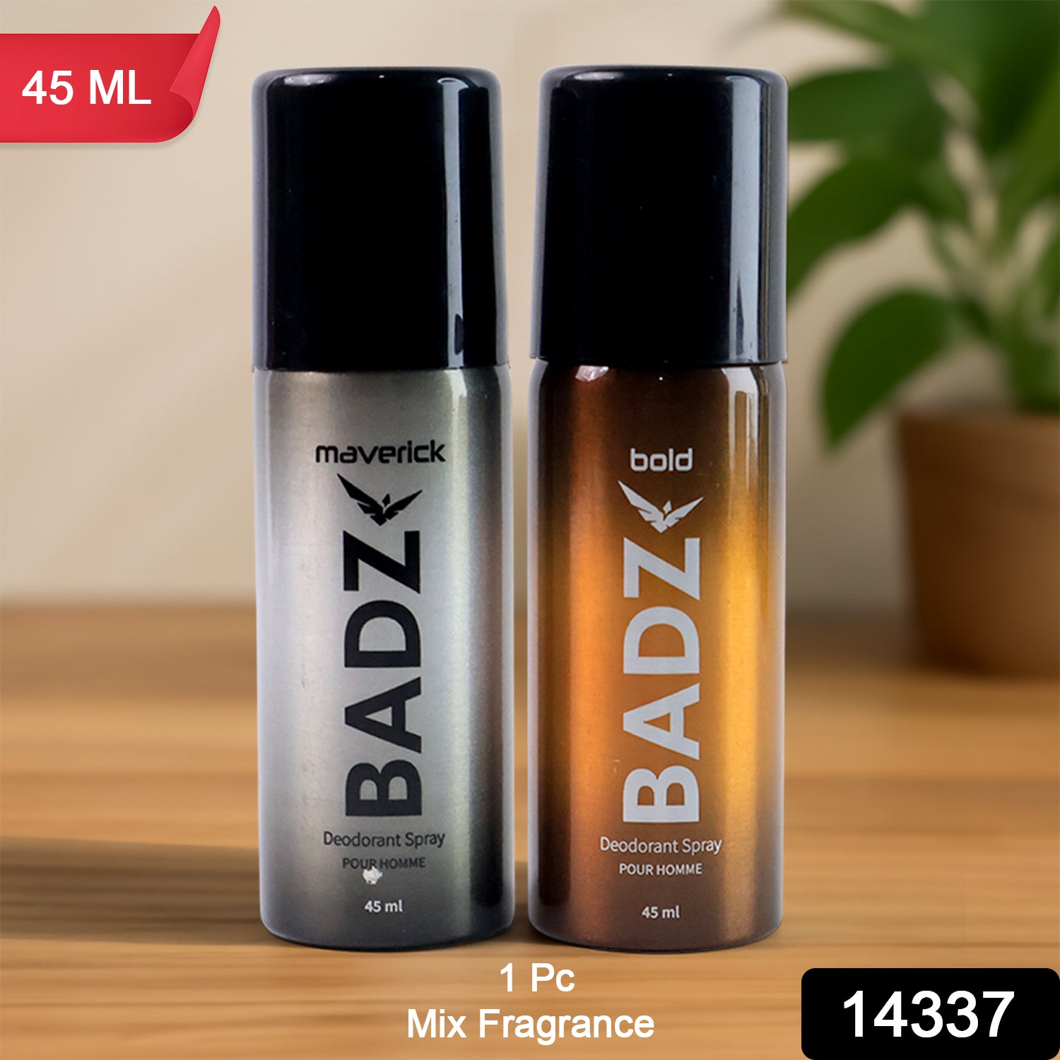 Wukusy Badz premium men's deodorant body spray with mixed fragrances, 45ml bottle, health care product for freshness and odor control.