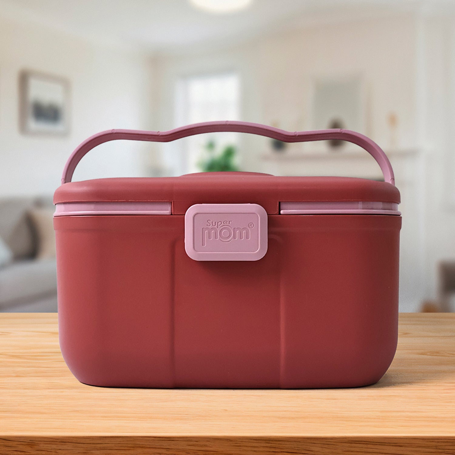 Wukusy Supermom multipurpose storage box with handle, sturdy plastic container for organizing home and office essentials.