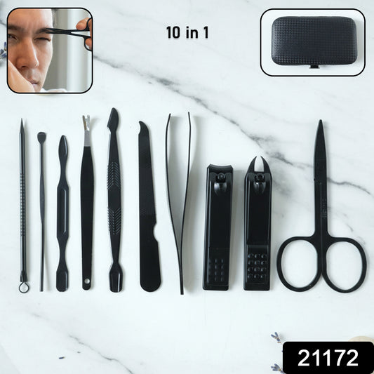 Wukusy 10-in-1 professional manicure and pedicure grooming kit with various tools for nail care and grooming.