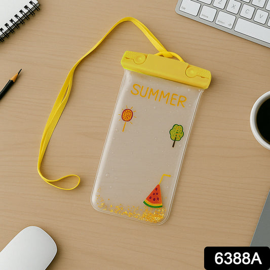 Wukusy waterproof phone pouch with belt in mixed colors, large plastic dry bag for Android and iPhone models, protects from water.