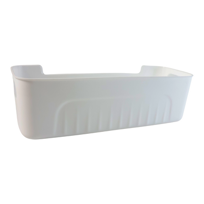 Set of four white plastic storage baskets by Wukusy, ideal for organizing home supplies and improving space management.