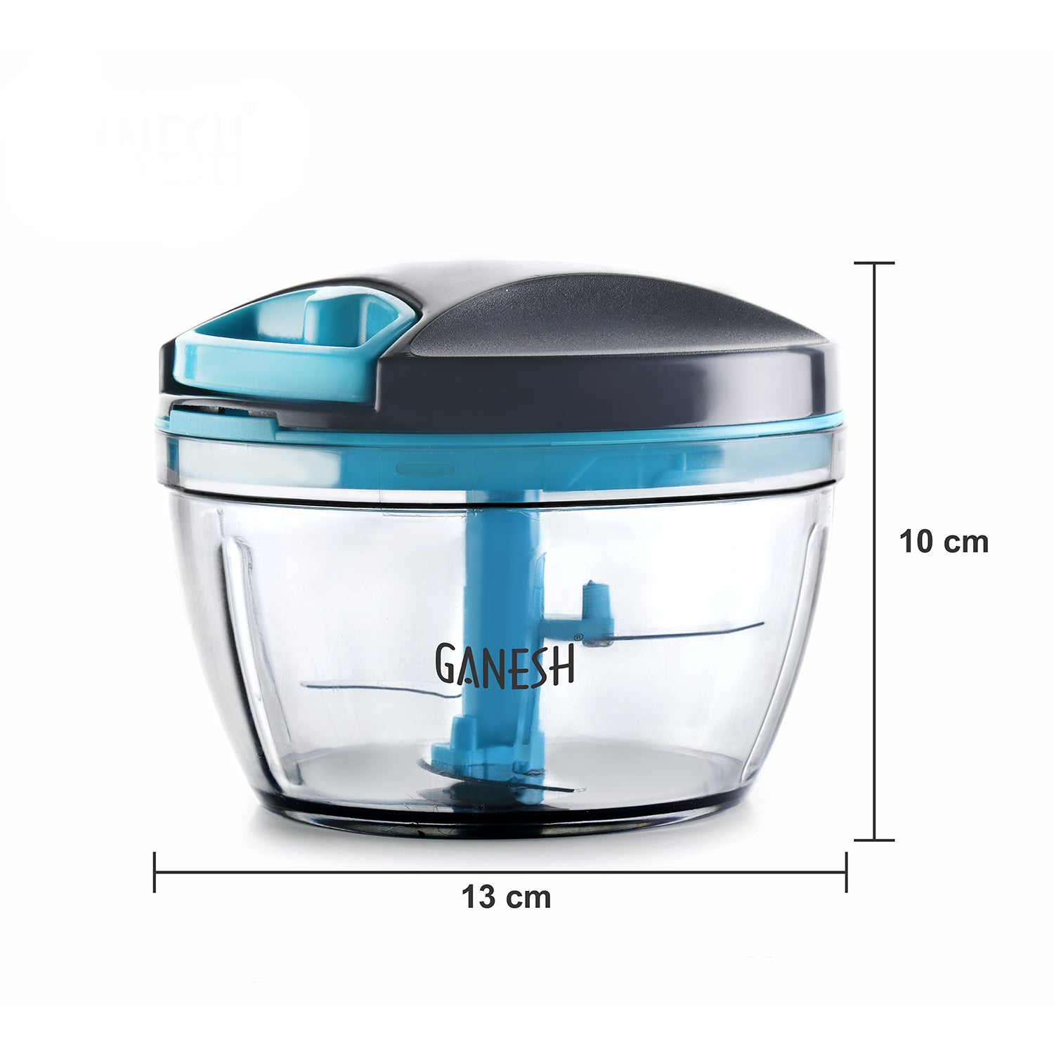 Wukusy 8106 Ganesh Wonder Chopper Grey 470ml, compact kitchen tool with Ganesh design for chopping and grinding ingredients.