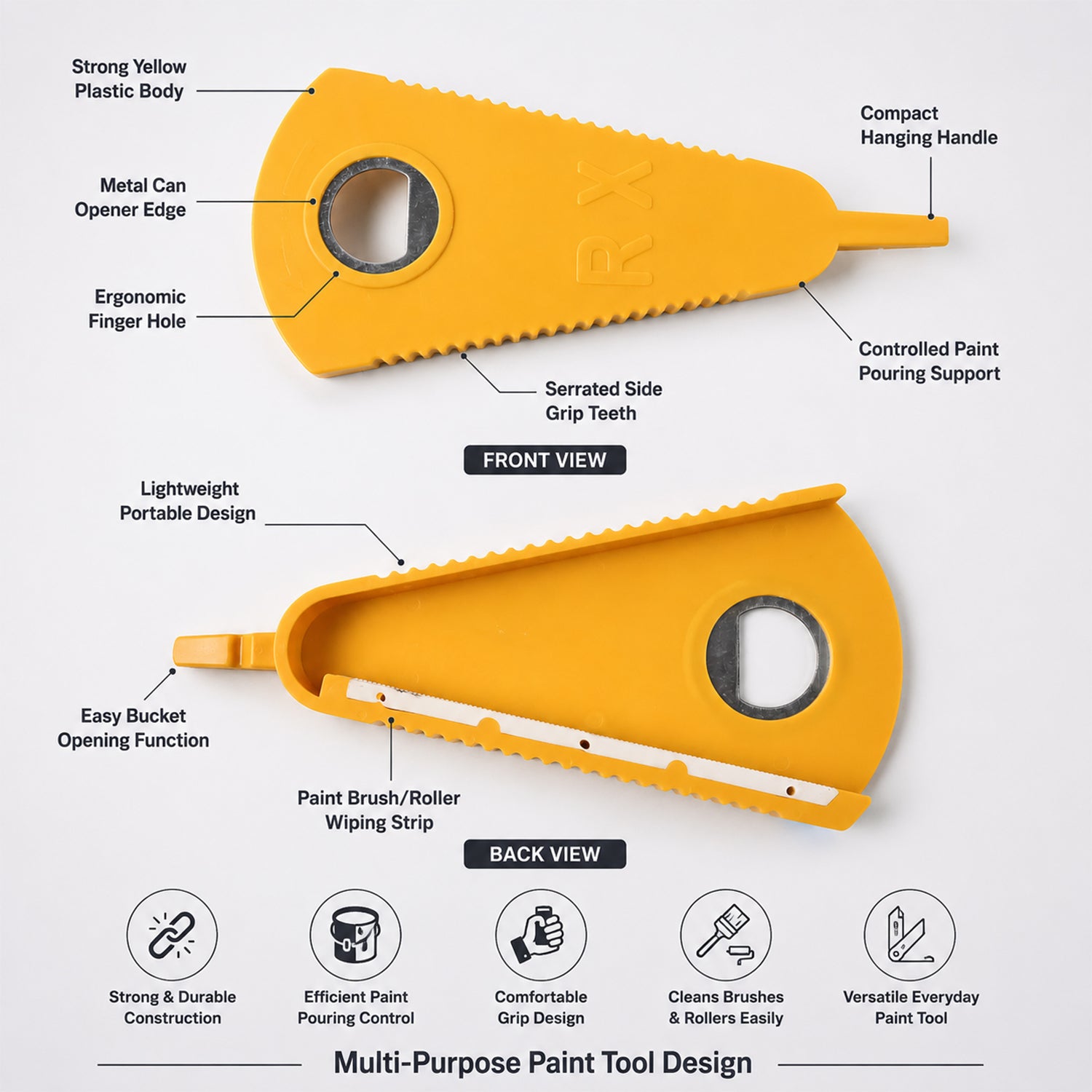 Stainless steel Wukusy bottle opener tool with multipurpose can opening design, suitable for kitchen and bar use.