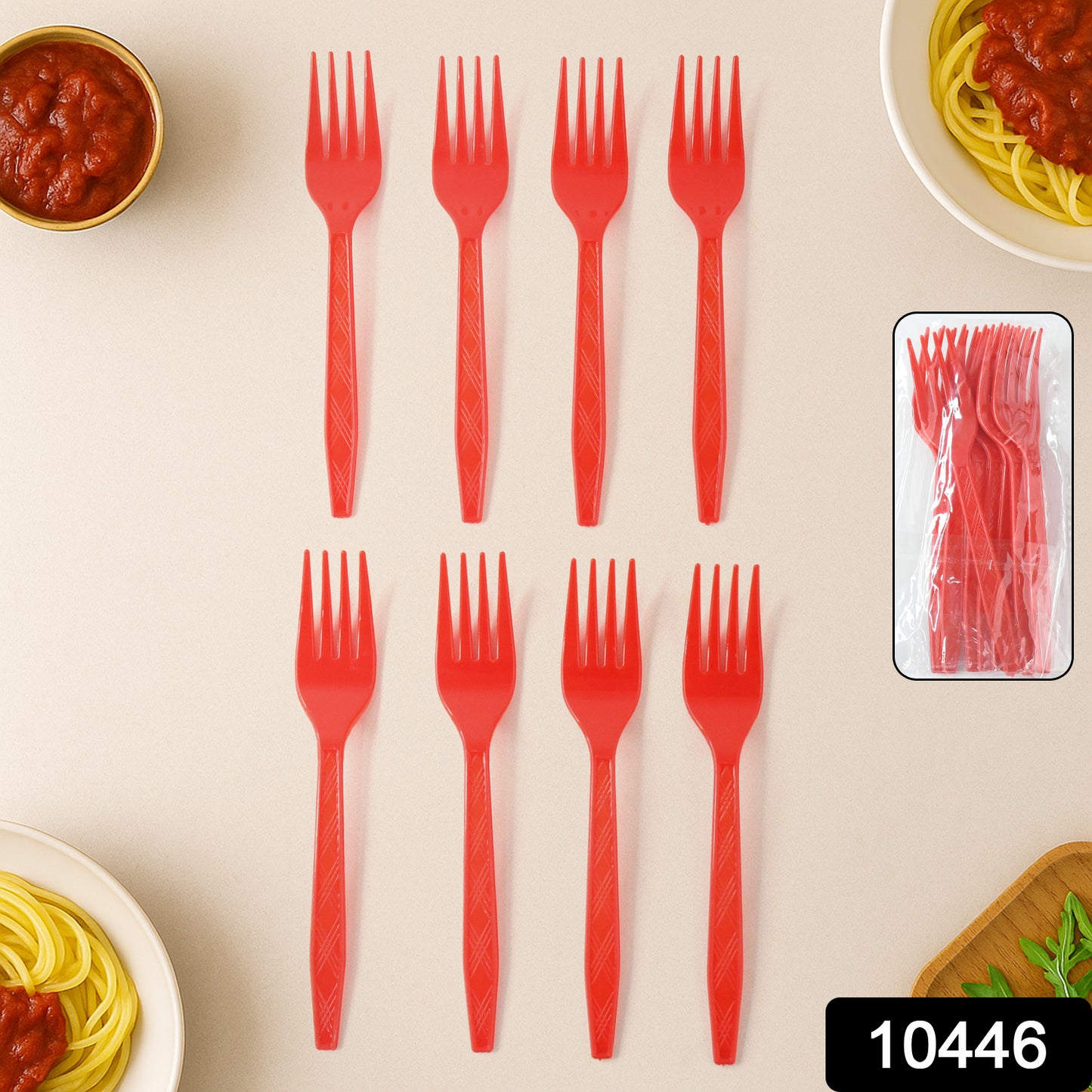 Wukusy premium disposable plastic fork on a white background, ideal for home and kitchen use.