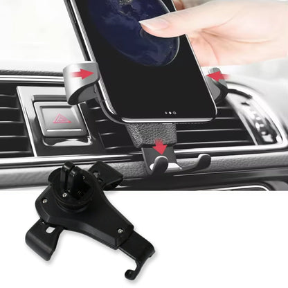 Wukusy car mobile phone holder mounted on air outlet, adjustable car phone stand for hands-free use and secure smartphone mounting