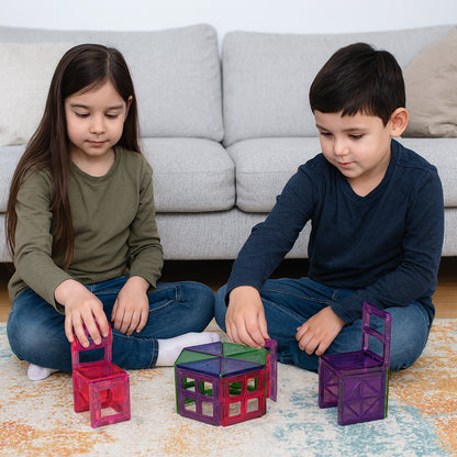Wukusy Magnetic Building Tiles 26-piece set with colorful geometric shapes for creative construction and play.