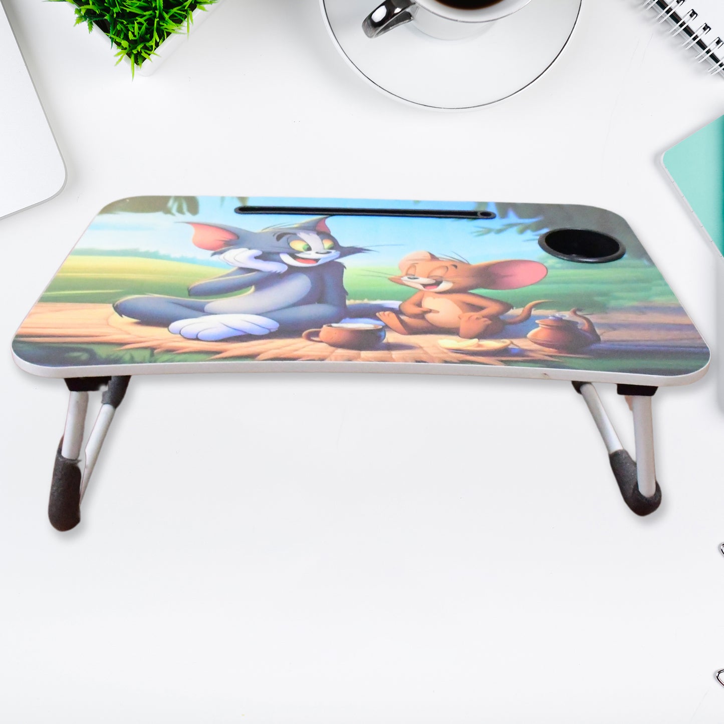 Wukusy multipurpose portable writing table with colorful cartoon design, ideal for homework and office use, compact and lightweight.