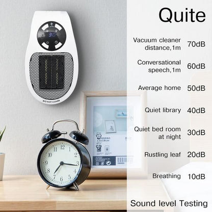 Wukusy 6033 portable electric mini fan heater on a desk, compact household home decor for warmth and comfort.