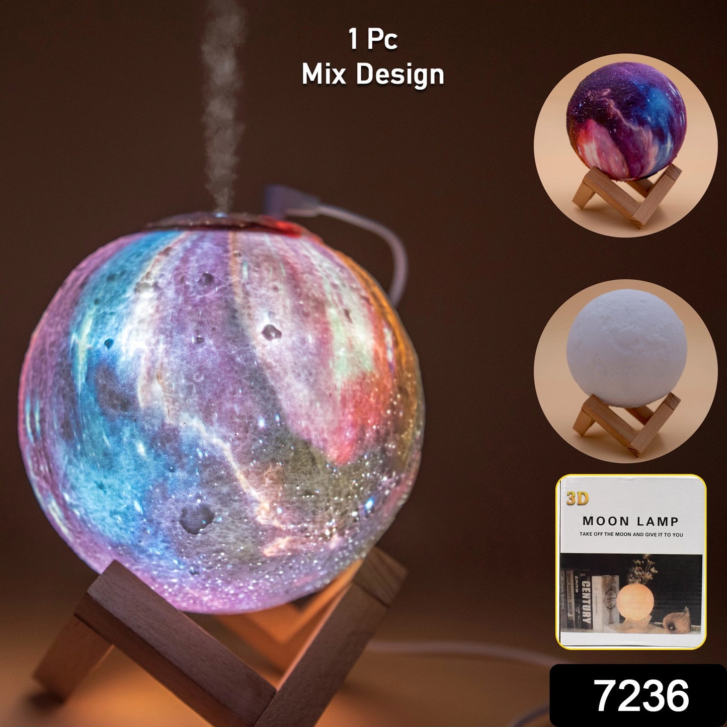 Wukusy 3D 2-in-1 LED printed moon lamp and aroma diffuser for office use, featuring a realistic moon design and ambient lighting.