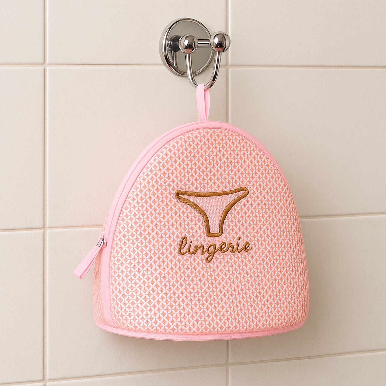 Wukusy dome-shaped lingerie wash bag with zip closure, protective mesh laundry pouch for delicate lingerie care
