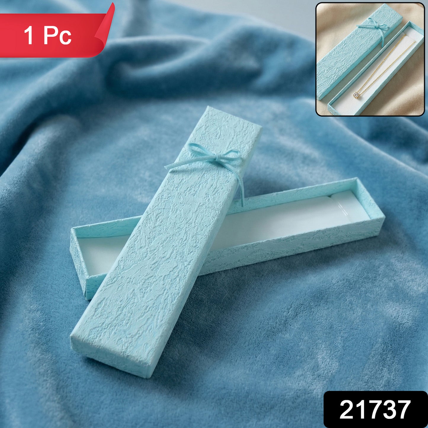 Elegant Wukusy premium long rectangular jewelry gift box with a decorative ribbon, ideal for jewelry packaging and presentation.