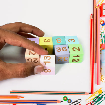 Wukusy Wooden MathTime for Kids educational math card game with colorful cards for learning math skills.