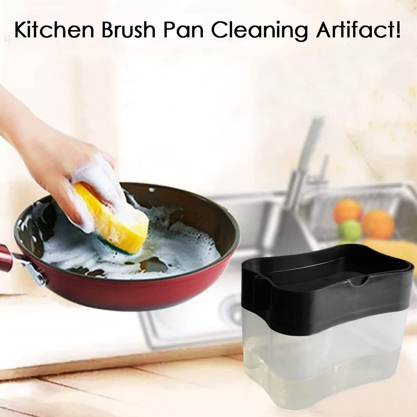 Wukusy 2-in-1 soap dispenser for dishwasher liquid with pump, compact home improvement tool for easy liquid dispensing.