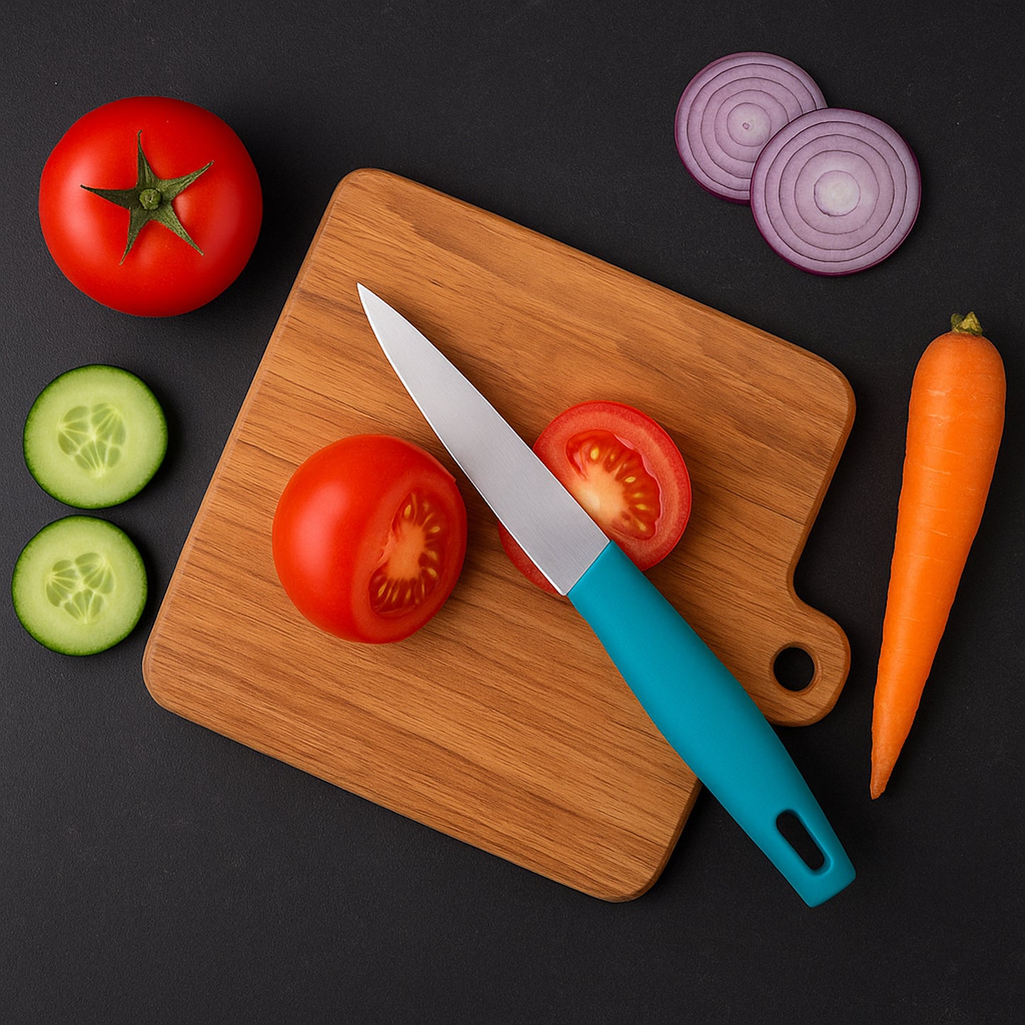 Wukusy Supermom stainless steel kitchen utility knife with ergonomic handle, ideal for chopping and slicing in home kitchen.