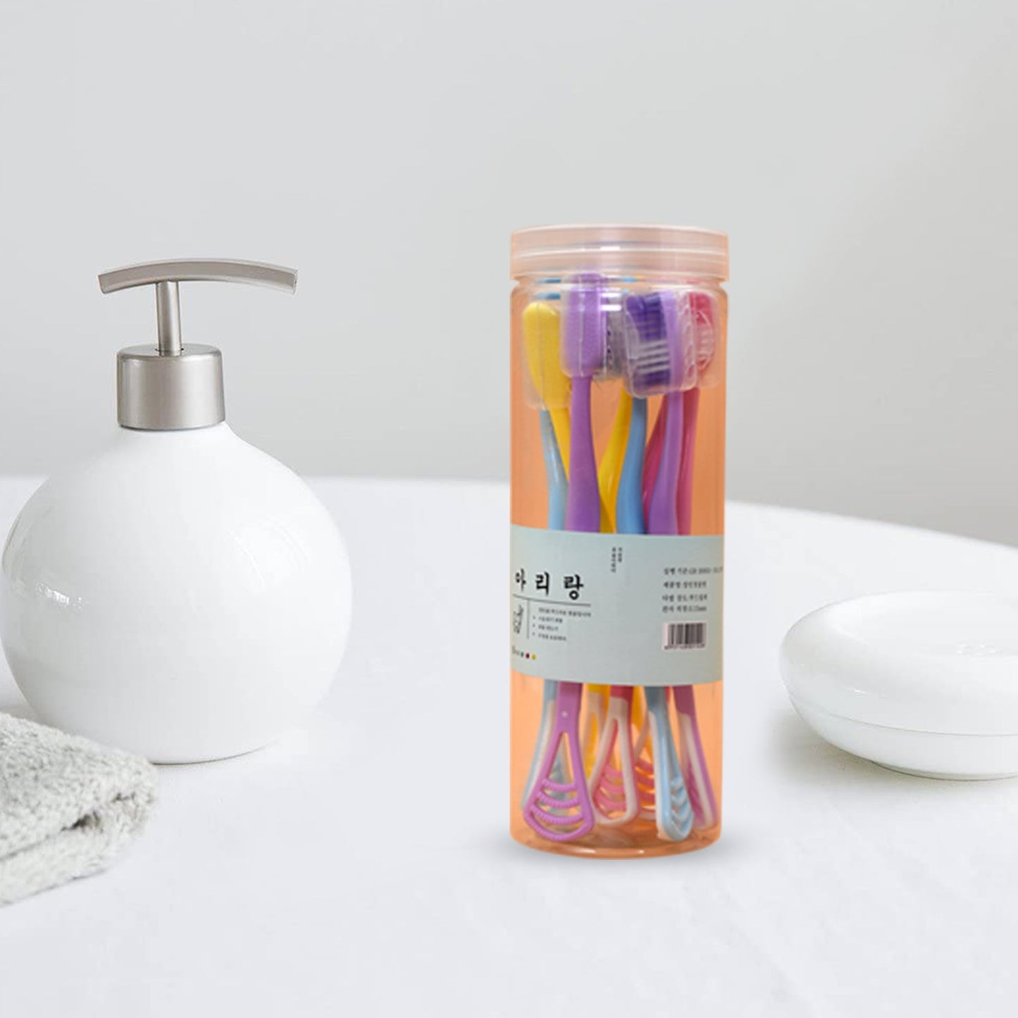 Wukusy 8-piece 2-in-1 toothbrush case for bathroom storage, holding toothbrushes and toothpaste for family members.