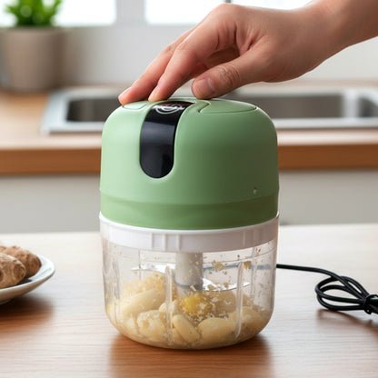 Wukusy Mini Electric Food Processor with 250ml capacity, vegetable and garlic chopper in compact design, suitable for quick food prep